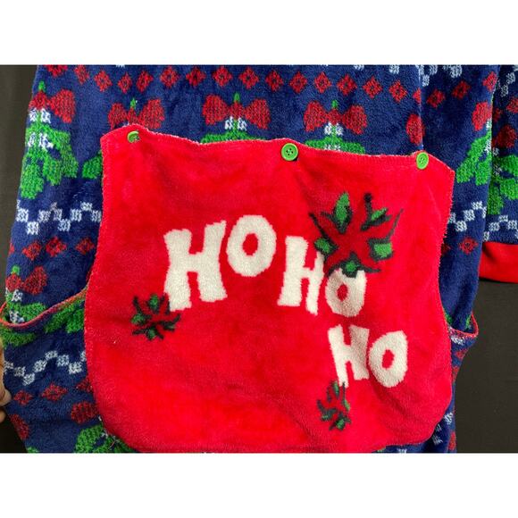 Ugly Christmas Pajama's, Kiss Me, Soft Velour, One Piece, Long Johns Back Flap - Picture 5 of 8